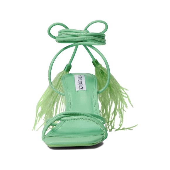NEW Steve Madden Bryden Wrap Lace Up Heel Feather Sandals in Green - Picture 2 of 4